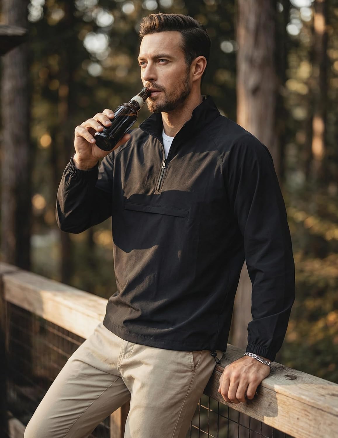 Opomelo Men's Athletic Quarter Zip Pullover Golf Hiking Running Lightweight Jacket Workout Sweatshirt With Pocket