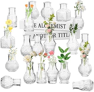 Small Glass Vases Set of 20 Small Vases for Table Decoration Mini Vases Table Vase Vintage Decoration Transparent Flower Vase Small Glass Vase for Wedding Decorations and Living Room Decoration