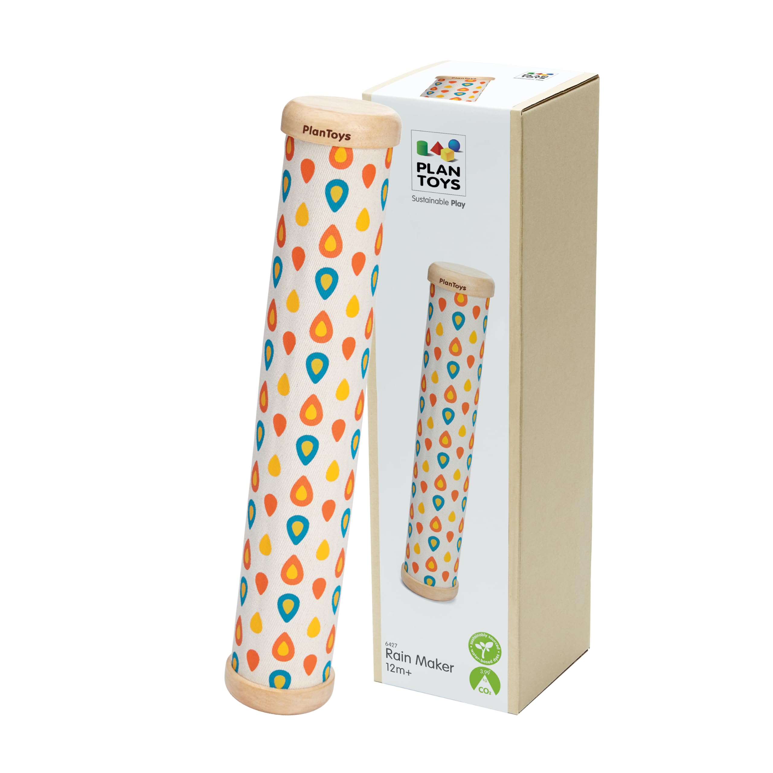 PlanToys® Wooden Rain Maker Musical Toy for Toddlers | Baby Rain Stick for Sensory & Auditory Development | Eco-Friendly Educational Toy for 12+ Months Rainmaker