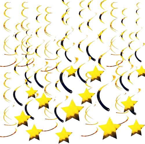 30 piezas de decoración de remolinos colgantes, serpentinas de aluminio, decoraciones de techo para cumpleaños, Navidad, suministros de boda (oro,
