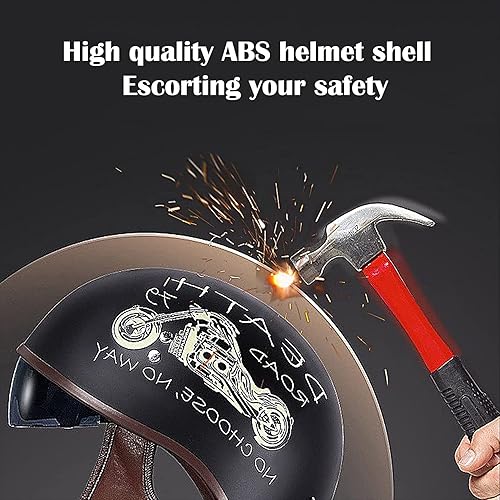 Miniatura 3 de Hanhua Medio casco de motocicleta para adultos, hombres y mujeres, casco de calavera de cara abierta vintage, aprobado por DOTECE, AVT Cruiser