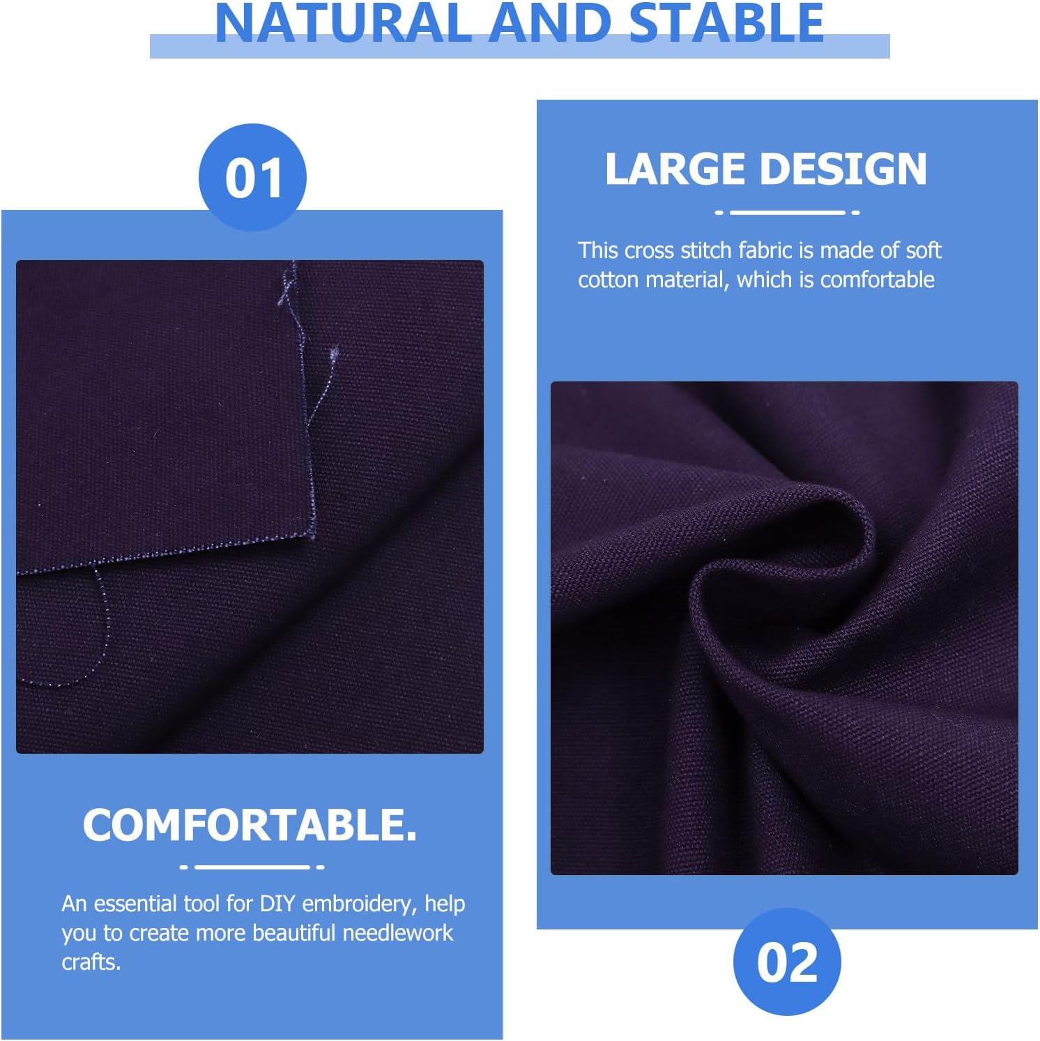 TEHAUX 12pcs Cross Stitch Embroidery Fabric Squares in Navy Blue, DIY Sewing Gridding Cloth for Needlework and Embroidery Projects, Sizes 40x40cm, 30x30cm, 20x20cm for Crafting