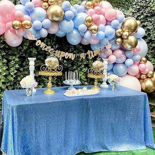 Miniatura 2 de Mantel de lentejuelas brillantes de 60 x 102 pulgadas, para decoración de fiesta, boda, cumpleaños, baby shower, color azul