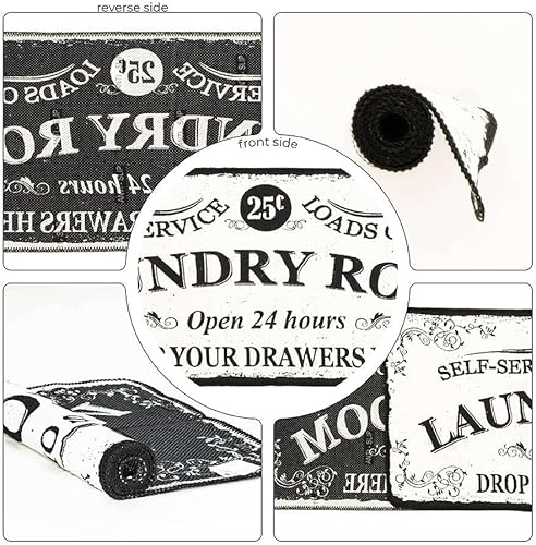 Miniatura 9 de Benissimo Tapete de lavandería ultrafino de 24 x 62 pulgadas divertido tapete de goma antideslizante lavable a máquina tapete de pasillo para baño