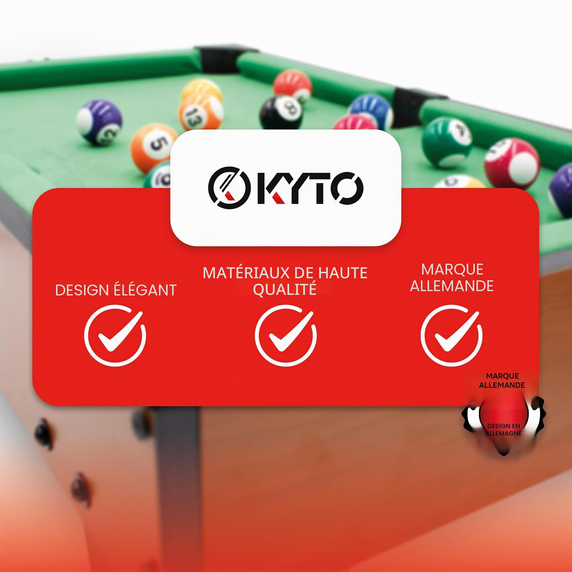 Kyto Mini-table de billard pour enfants et adultes – Table de billard compacte pour la maison ou en déplacement - Mini-table de billard pour le bureau