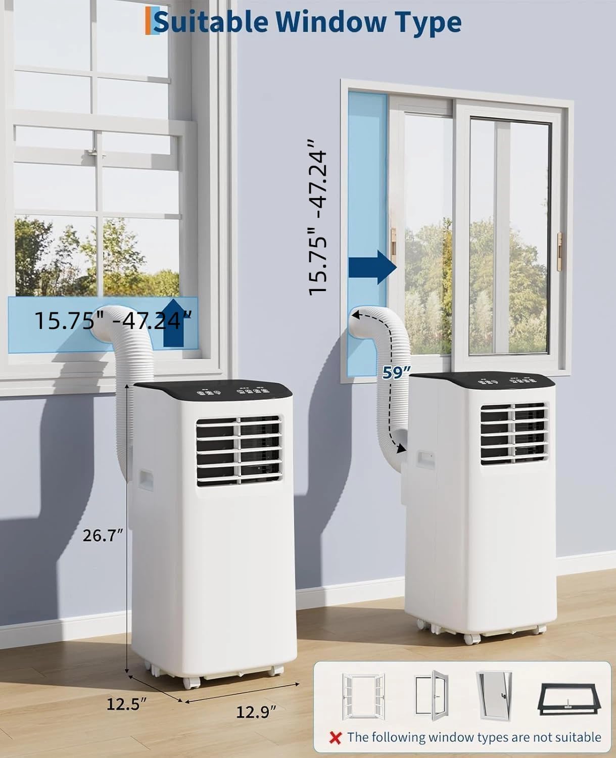 Garvee 8,000 BTU Portable Air Conditioner, 3-in-1 Portable AC Unit with Remote Control, Cool, Dehumidifier & Fan Modes for Rooms up to 350 sq.ft, with Sleep Mode, 24 Hours Timer, and Window Kit