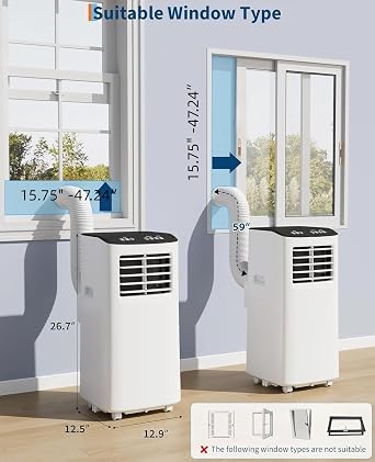 Garvee 8,000 BTU Portable Air Conditioner, 3-in-1 Portable AC Unit with Remote Control, Cool, Dehumidifier & Fan Modes for Rooms up to 350 sq.ft, with Sleep Mode, 24 Hours Timer, and Window Kit