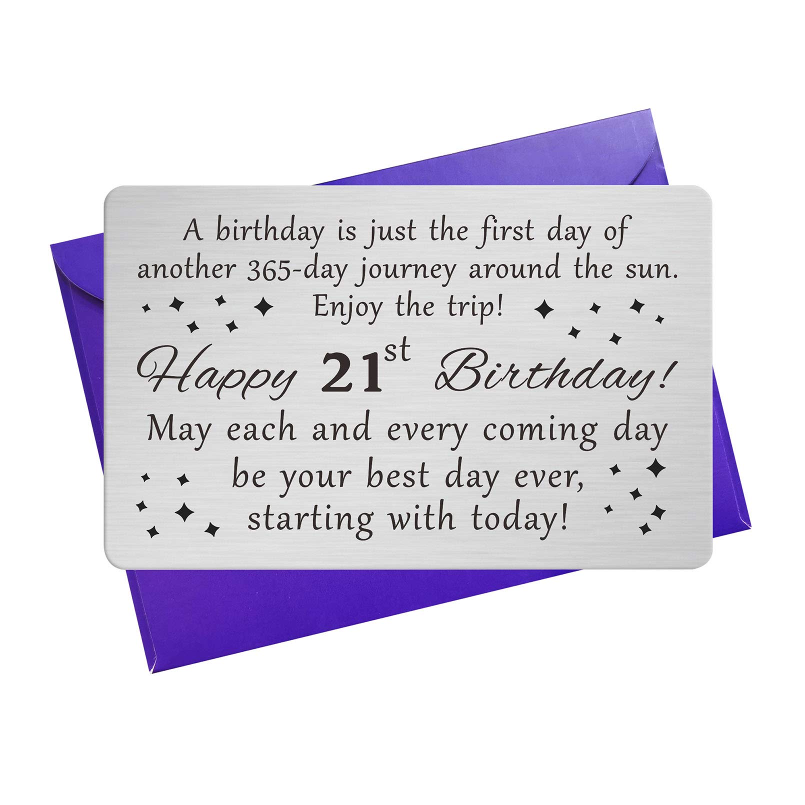 Amazon.com : 21st Birthday Gifts for Her Him, 21st Birthday Card - Engraved  Wallet Card Insert : Office Products