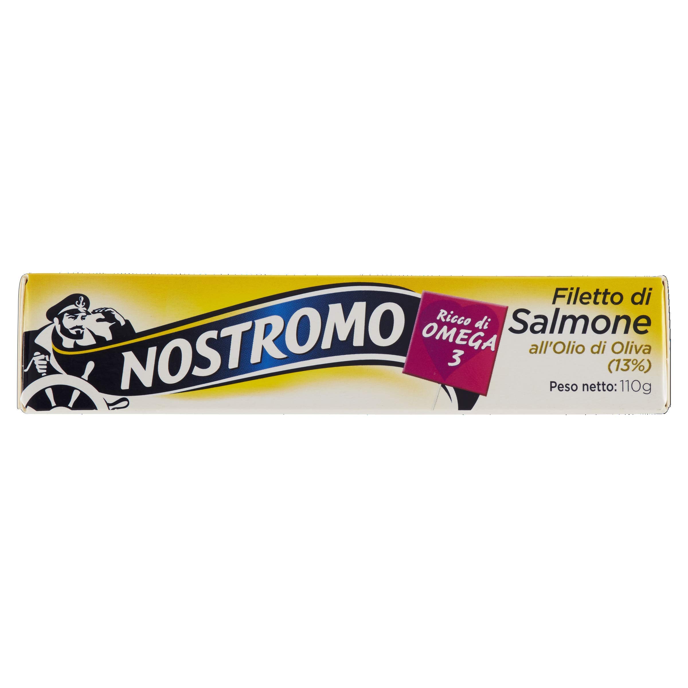 Nostromo Filetto di Salmone all’Olio di Oliva 110g – Confezione da 10 Lattine, Ricco di Omega 3, Senza Conservanti – Pesce in Scatola di Alta Qualità