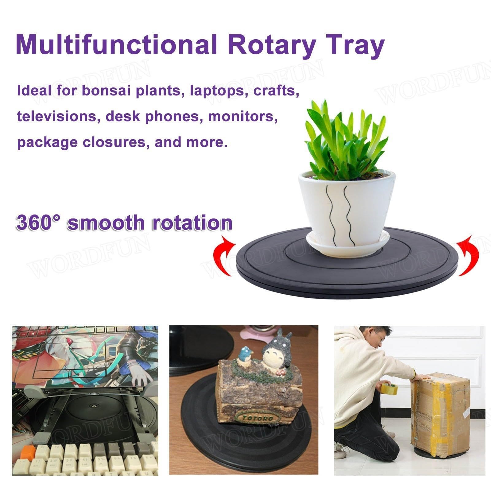 WORDFUN Piatto Piattaforma Rotante, Base per Giradischi, Diametro: 40cm, Rotondo Bonsai Giradischi, Supporto Girevole Manuale di 360 °, per TV Monitor Altoparlanti Ceramica Scultura Arte Artigianale