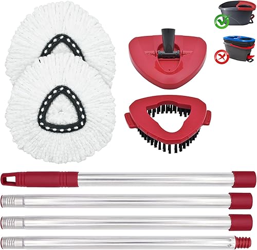 Miniatura 8 de Repuesto del cabezal de trapeador, base, mango de fregona para sistema Ocedar EasyWring de 1 tanque, 2 recambios de trapeador de microfibra,