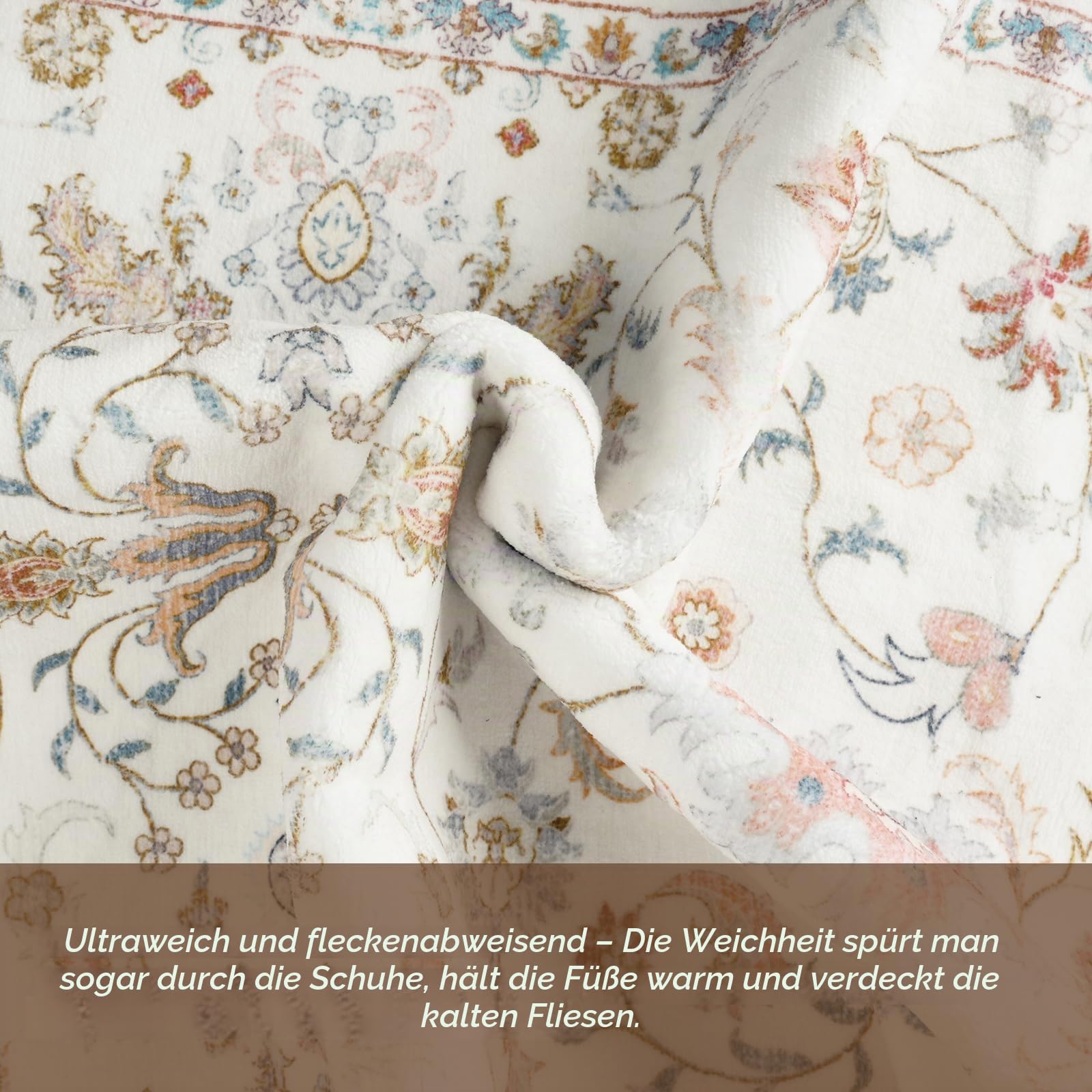 Capslpad Vintage Teppich Läufer Flur 80x200cm Waschbarer, Beige