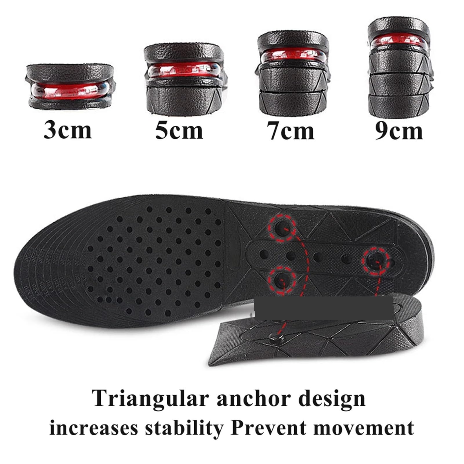 Alzas para el calzado Plantillas invisibles de altura interior 3-9cm, aumento elevación ajustable, inserción talón, soporte más alto(Full pad - 7cm)