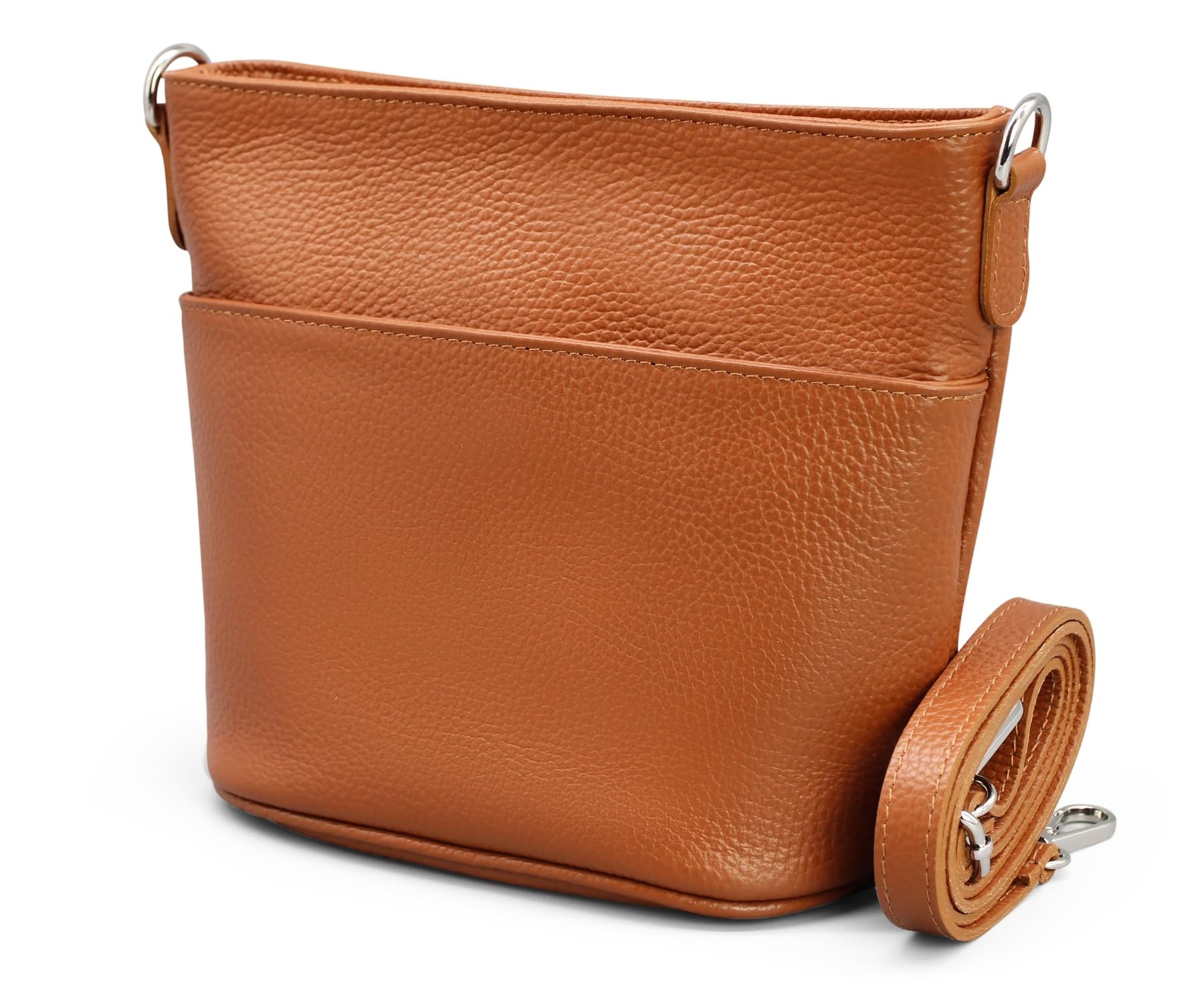 Adel Bags LINA Damen Umhängetasche Echtleder Handgefertigt Crossbody Bag | Damen Schultertasche mit Ledergurt & wahlweise gemustertem Riemen, Echtes Leder, 4 Fächer, Made in Italy
