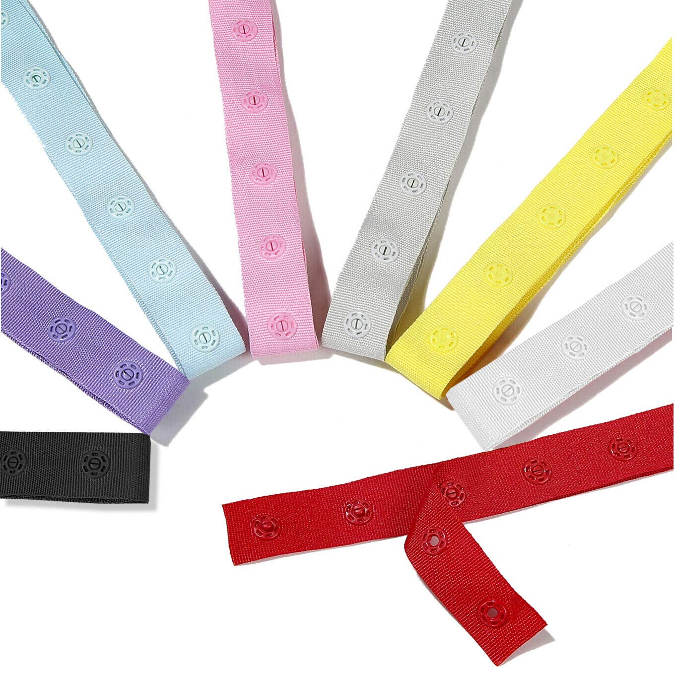 Snap Popper Tape Ribbon,Press Stud Fasten. 2.5cms Spacing Distance Fastening Trim.8 Colours Pastel and Brights;Black or White. Apparel,Duvet,Curtains Neotrims UK. Lavender, 3 Yards