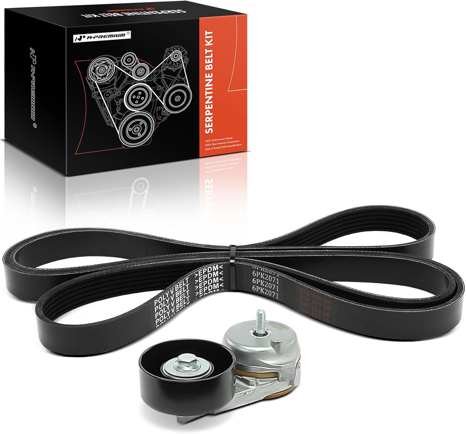 A-Premium Engine Serpentine Belt Drive Kit Compatible with Volkswagen Golf, Golf Alltrack, Tiguan, Atlas, GTI, Arteon & Audi A4, Q5, Q7, A5 Quattro, A6, A3, Q3, TT Quattro - DOHC L4 1.8L 2.0L