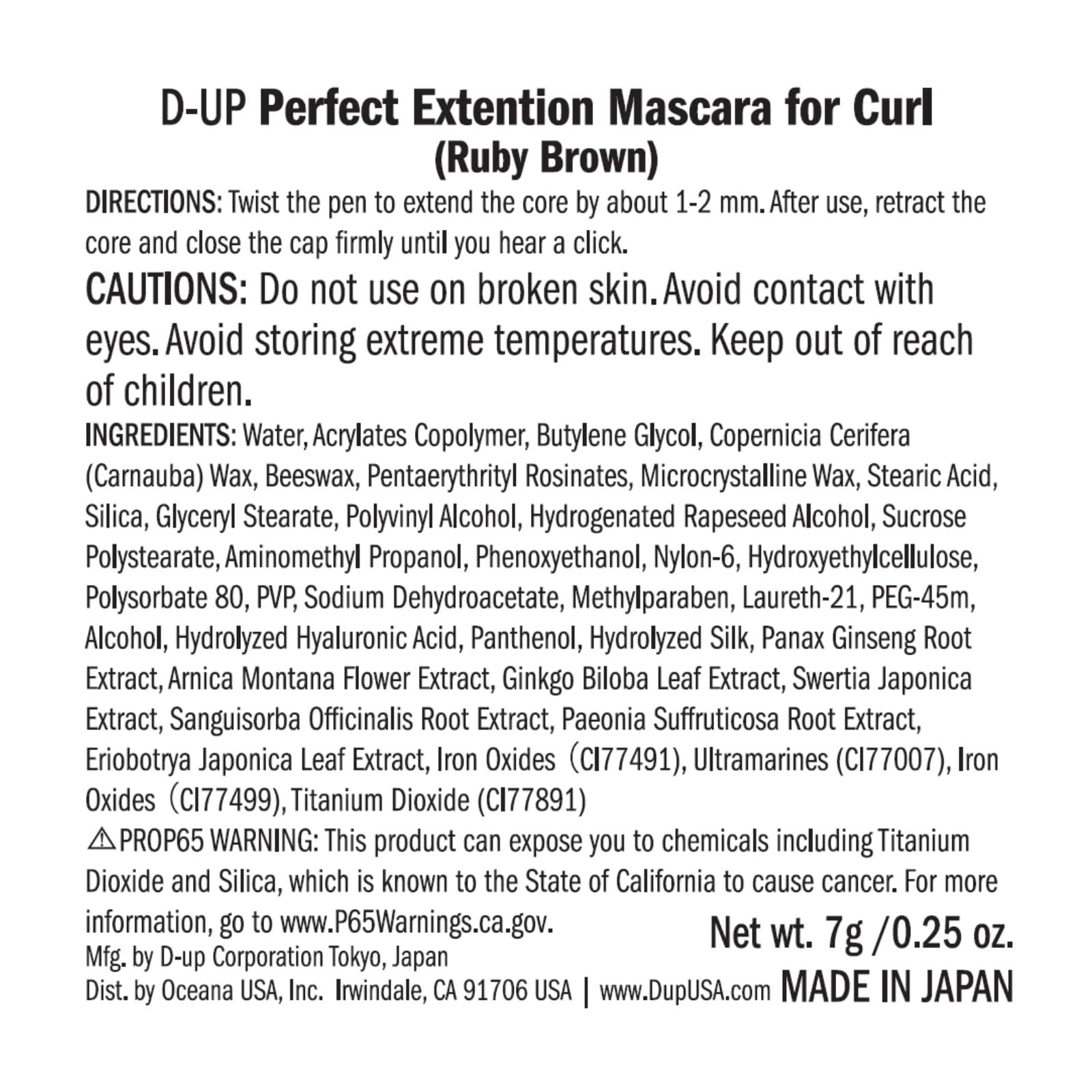 D-UP Perfect Extension Mascara per Curl - Ruby Brown