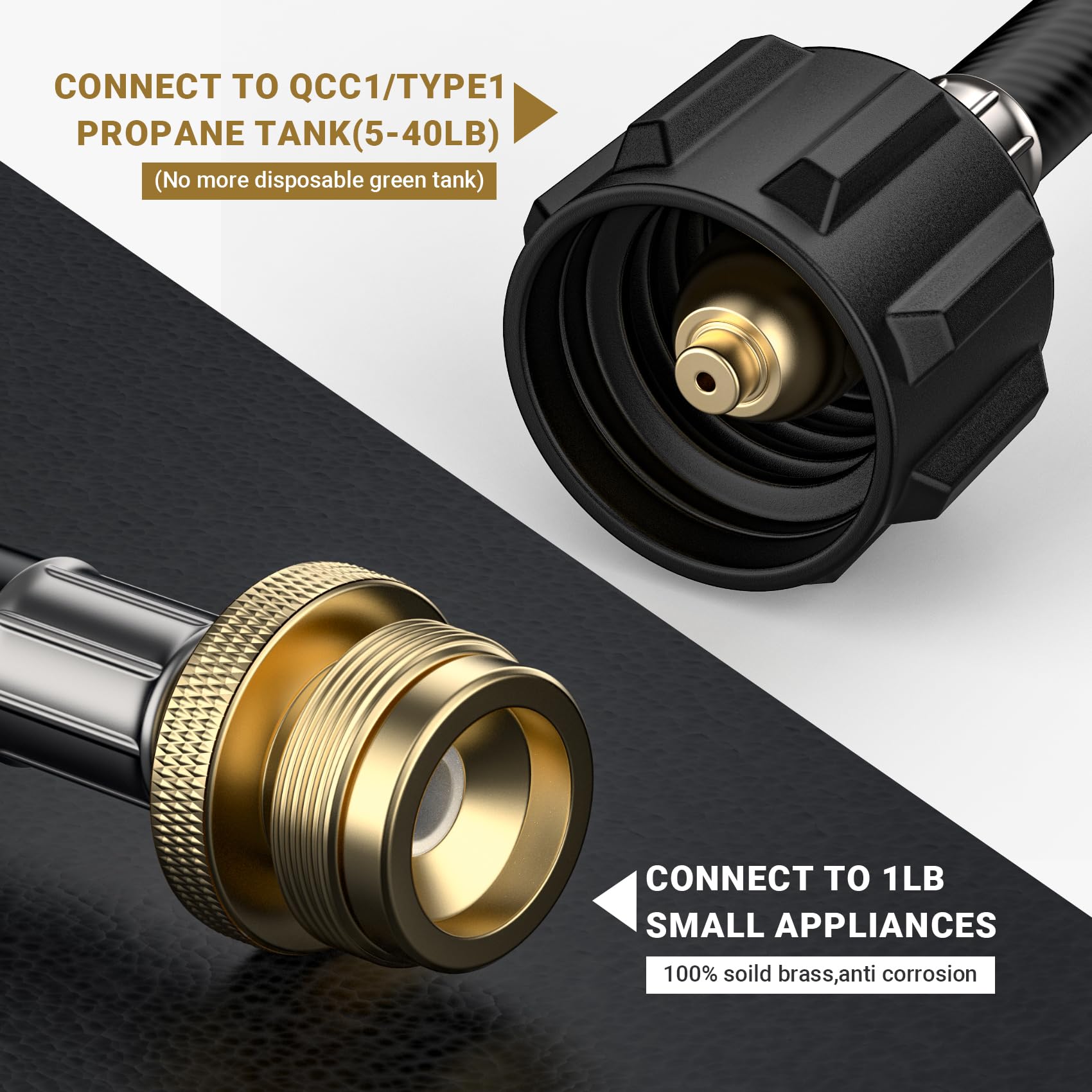 Alloxity Propan Schlauchadapter 1,8 M | 0,5 Kg Auf 9 Kg Konverter | Für Weber Grill & Campingkocher