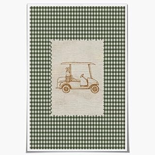Medpol Golf Cart Nursery Wall Art Vintage Country Club Decor Green Grid print Classic Nursery Canvas Art Poster for Aesthetic Room Decor Unframed8x12inch