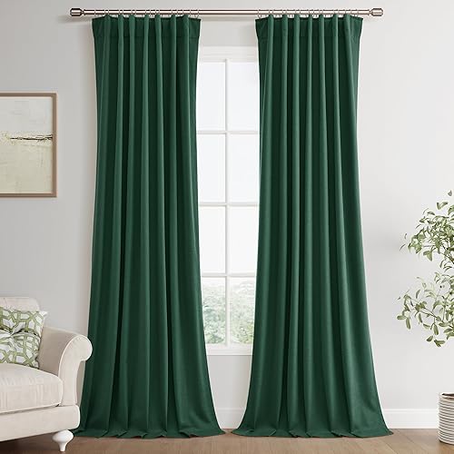 Miniatura 57 de Joywell Cortinas de lino 100% opacas de 45 pulgadas de largo, bolsillo para barra/pestaña trasera, cinturón de gancho/anillos de clip, cortinas de