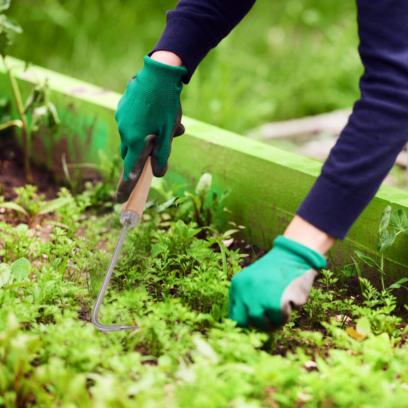 Griff Unkrautjäter Garten Unkrautwerkzeug für Haus Outdoor Garten Graben Kultivator Entferner Werkzeug Gartenarbeit Geschenk Einzelklauenhaken (Schwarz)