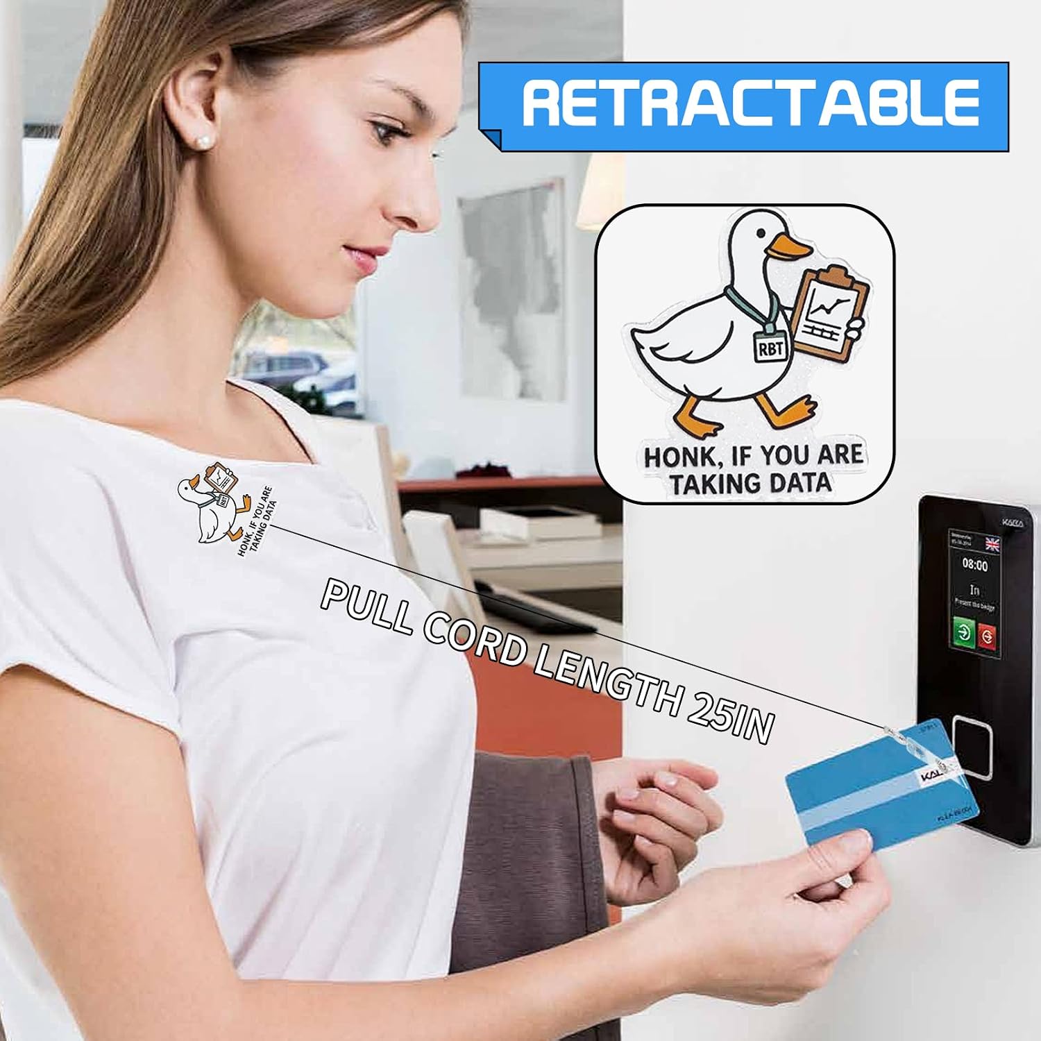 Funny RBT Duck Badge Reel – “Honk If You’re Taking Data” Retractable ID Holder for ABA Therapist, BCBA, Teacher, Nurse, Student – Cute Behavior Tech Gift for Work image 5
