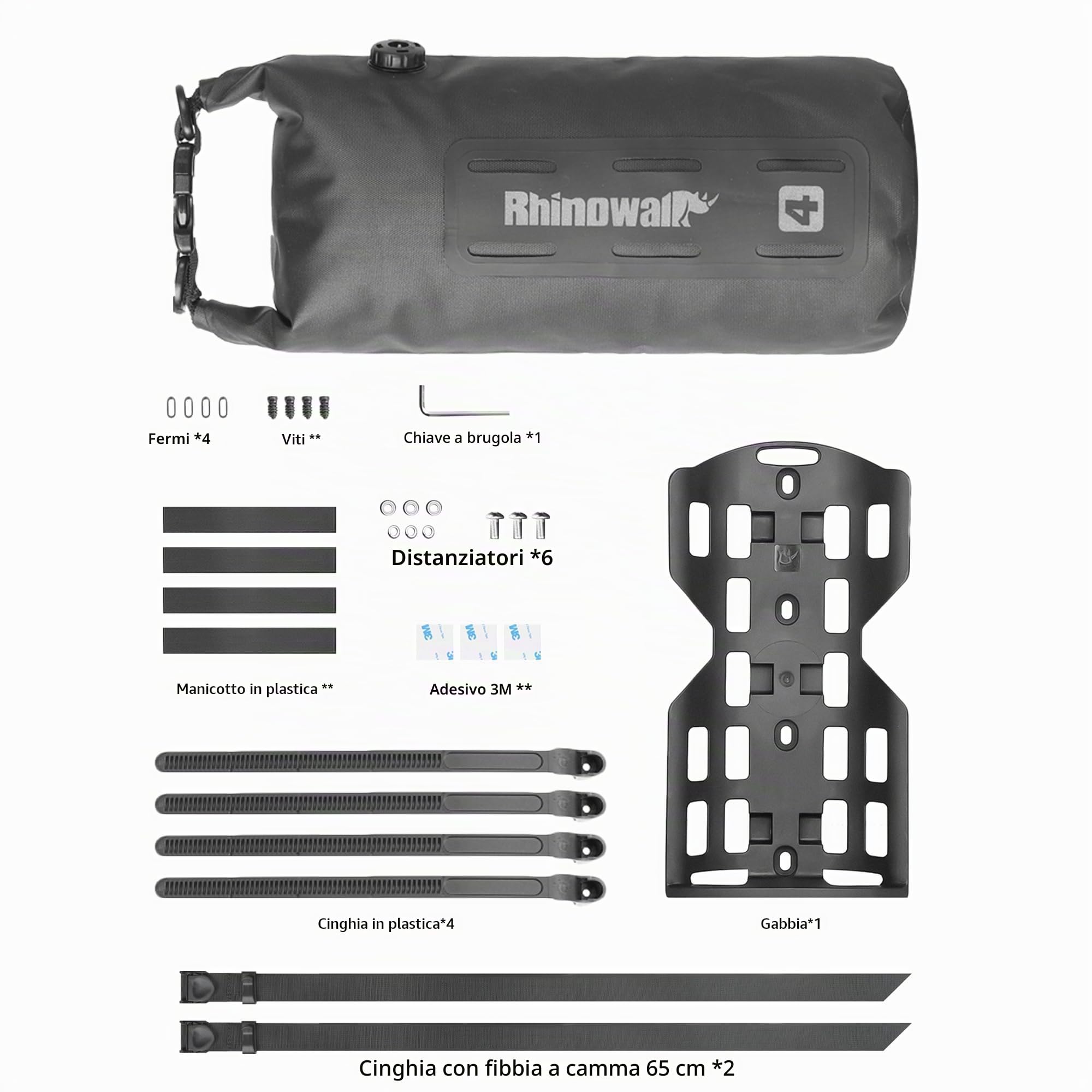 Rhinowalk Borsa per portapacchi da bicicletta, impermeabile, 4/7 l, per portabagagli, forcella, rolltop anteriore