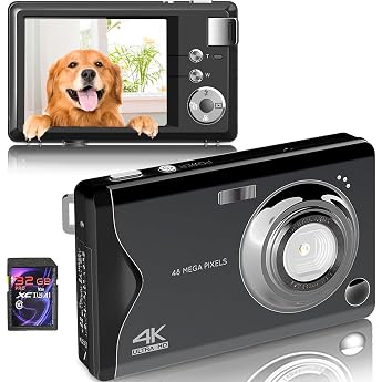 Digital Camera 48MP 1080P Full HD Camera 32GB TF Card 3.0 Inch Screen Portable Compact Camera with 16x Digital Zoom 4K Ultra HD Video Recording Black