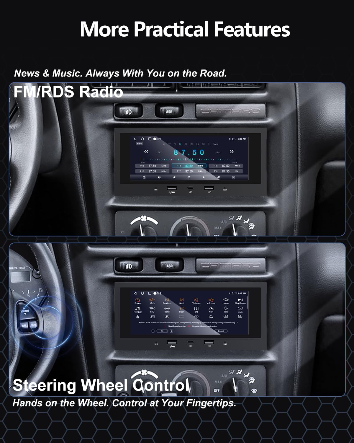 Car Radio [2G+64G] for Chevy Camaro Blazer S10 Cavalier Malibu Venture/GMC Jimmy Sonoma (1996-2002) with Wireless Android Auto/CarPlay, Car Stereo with FM/AHD Camera/Mic/GPS/USB Port/App Store