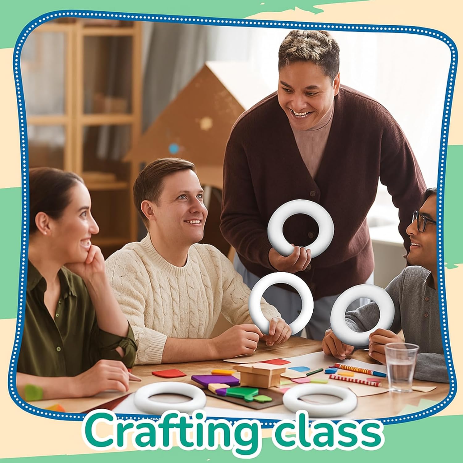 Zeyune 36 Pcs 4 Inch Foam Wreath Form Small Polystyrene Foam Rings for Crafts Round White Wreath Circles for DIY Wedding Party Holiday Anniversary Christmas Door Home Flower Art Supplies