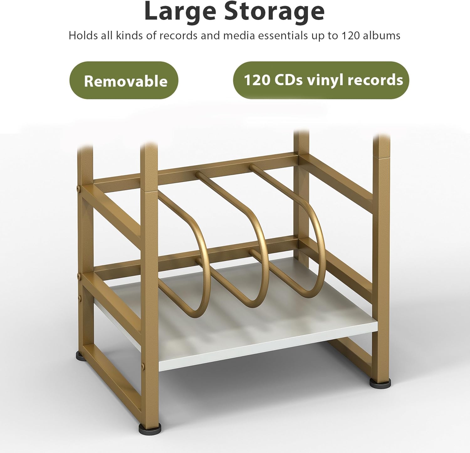 Record Player Stand,3-Tier Record Player Table with U-Shaped Vinyl Storage Up to 120 Albums,28" H End Table Turntable Stand with Storage,Record Table Vinyl for Living Room Bedroom