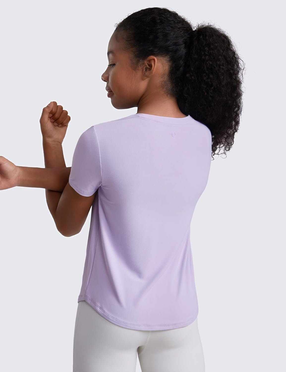 CRZ YOGA Girls Cloudweight Short Sleeve Athletic T Shirts - Active Sports Casual Tees Crew Neck Side Slit Kids Teen