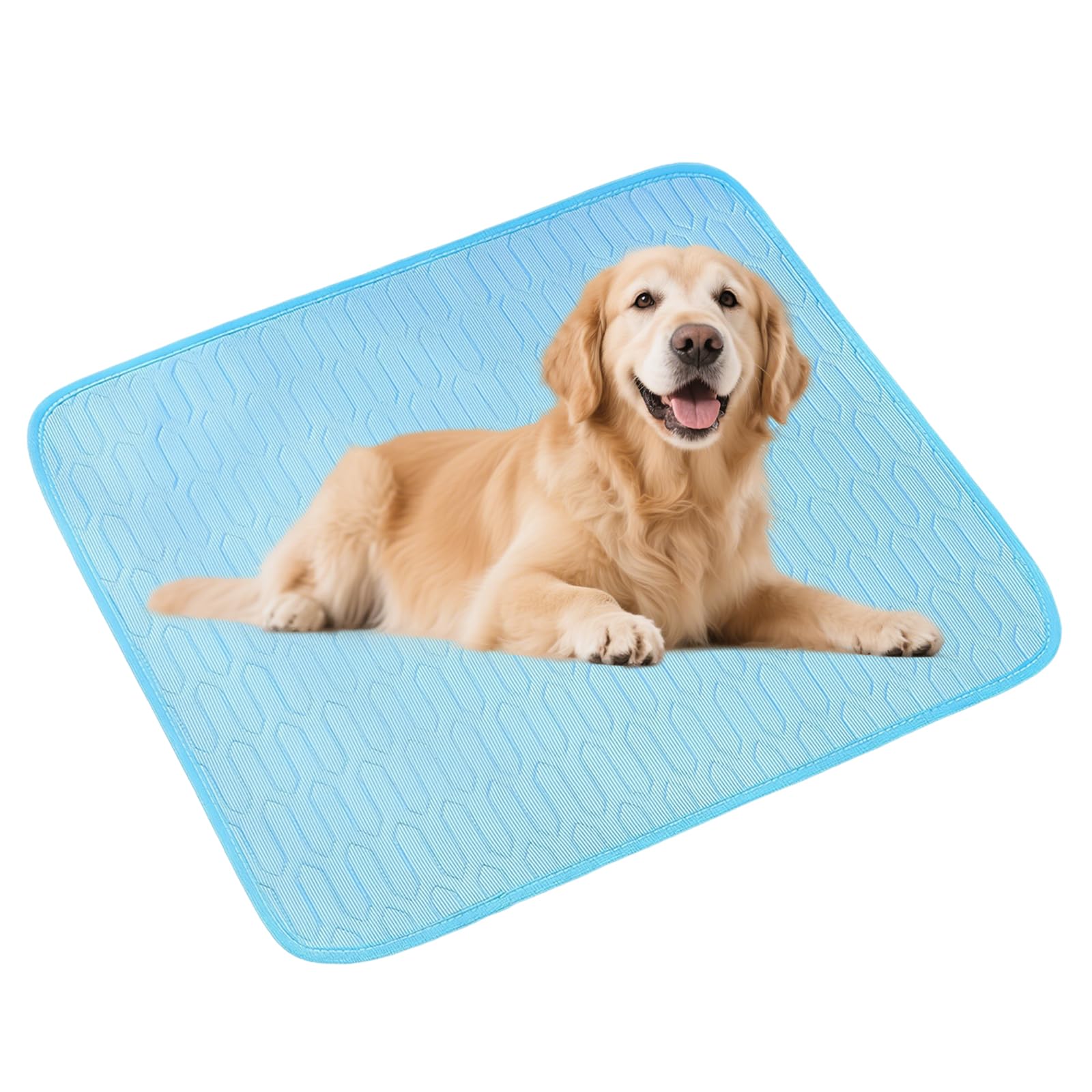 Hwanme Cooling Mat for Dogs,Washable Double-sided Dog Cooling Mat for Hot Weather,Soft Breathable Ice Silk Pet Bed for Couch,Crate & Car,Foldable Portable Cool Pad for Home,Travel (50x70 cm Blue)