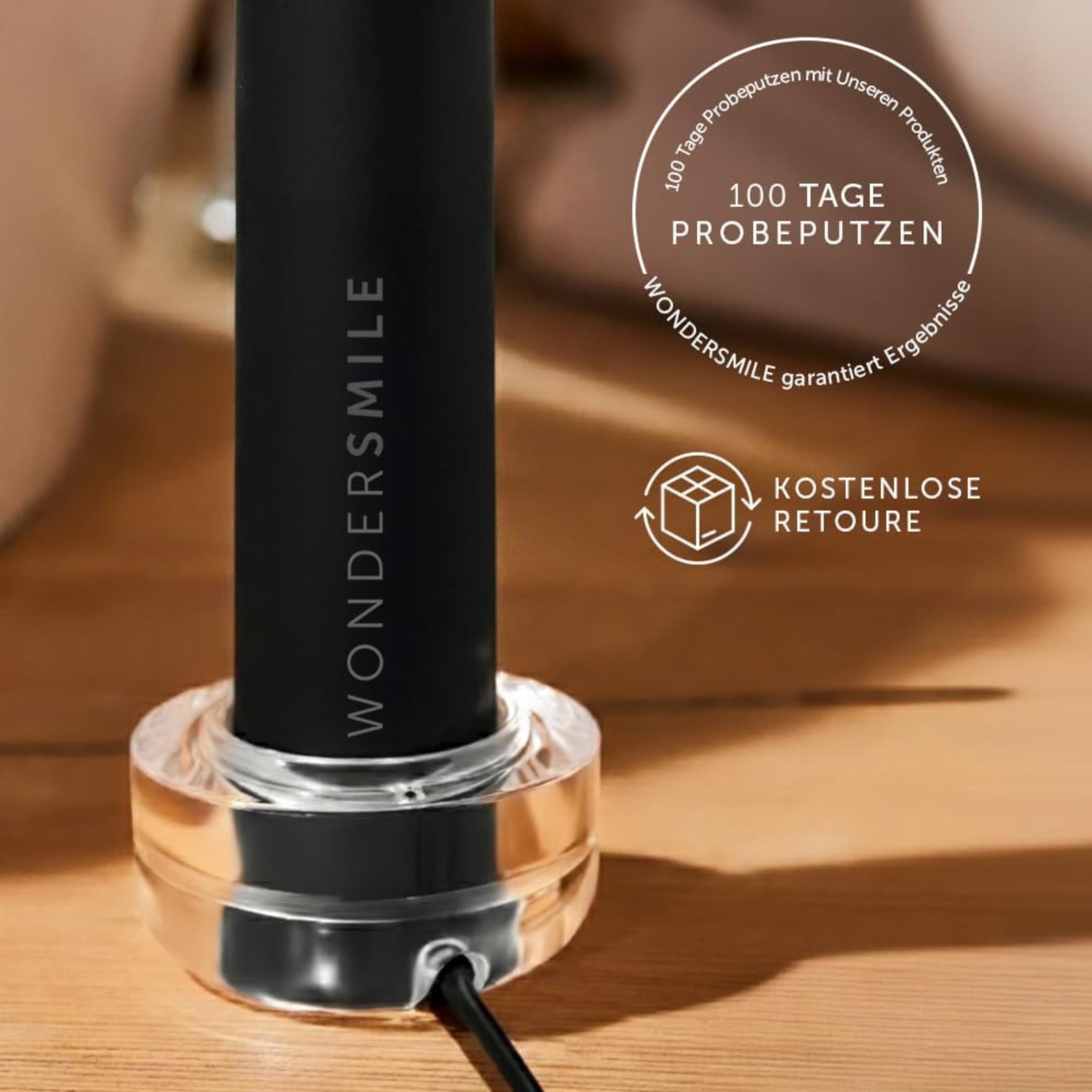 WonderSmile Schallzahnbürste Pro - Testsieger 2026* - Elektrische Zahnbürste IPX8, 4 Programme - mit Ladestation & 60 Tage Power Batterie mit Smart-Bürstenkopf (Ultimate Black)