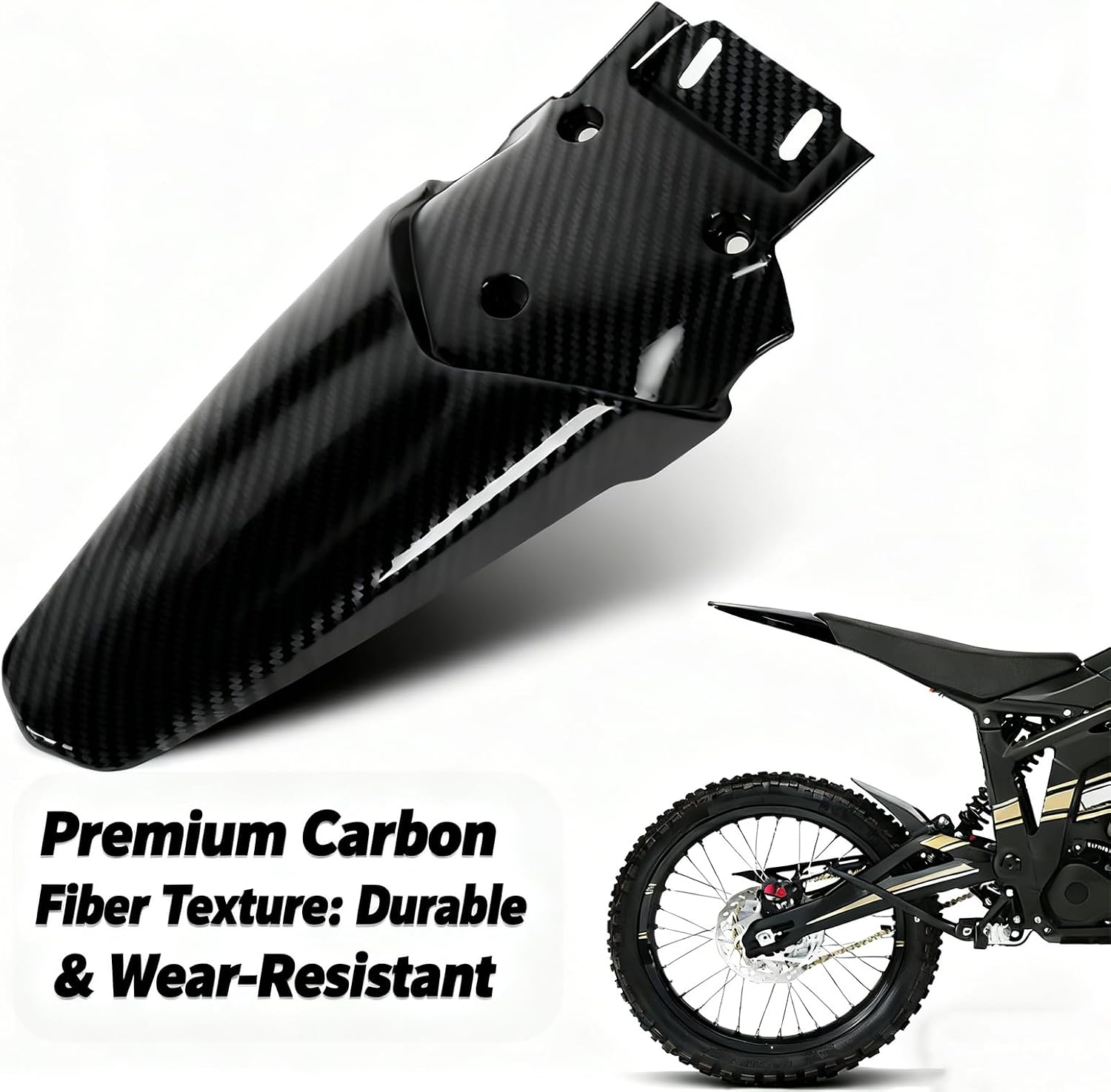 Carbon Fiber Motorcycle Rear Mudguard for Talaria Sting X3 MX3 MX4, Dirt Bike Protector, Anti-Splash ABS Mud Guard Replacement, Electric Bike Accessories, Easy Install