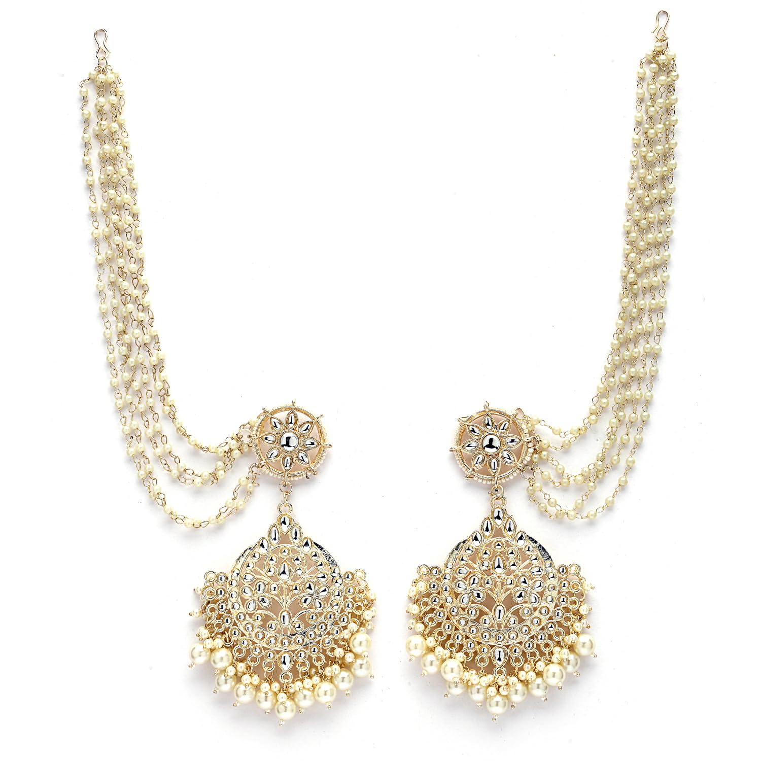 shining diva fashion Earrings for Women Stylish Traditional Fancy Latest Chain Kundan Jhumki Set (16829er)-picture-38