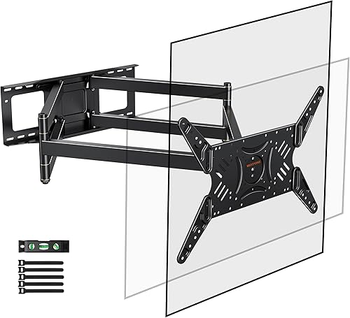 Soporte de pared giratorio de brazo extra largo con extensión de 42 pulgadas, soporte de TV resistente de movimiento completo para pantallas de 37 a