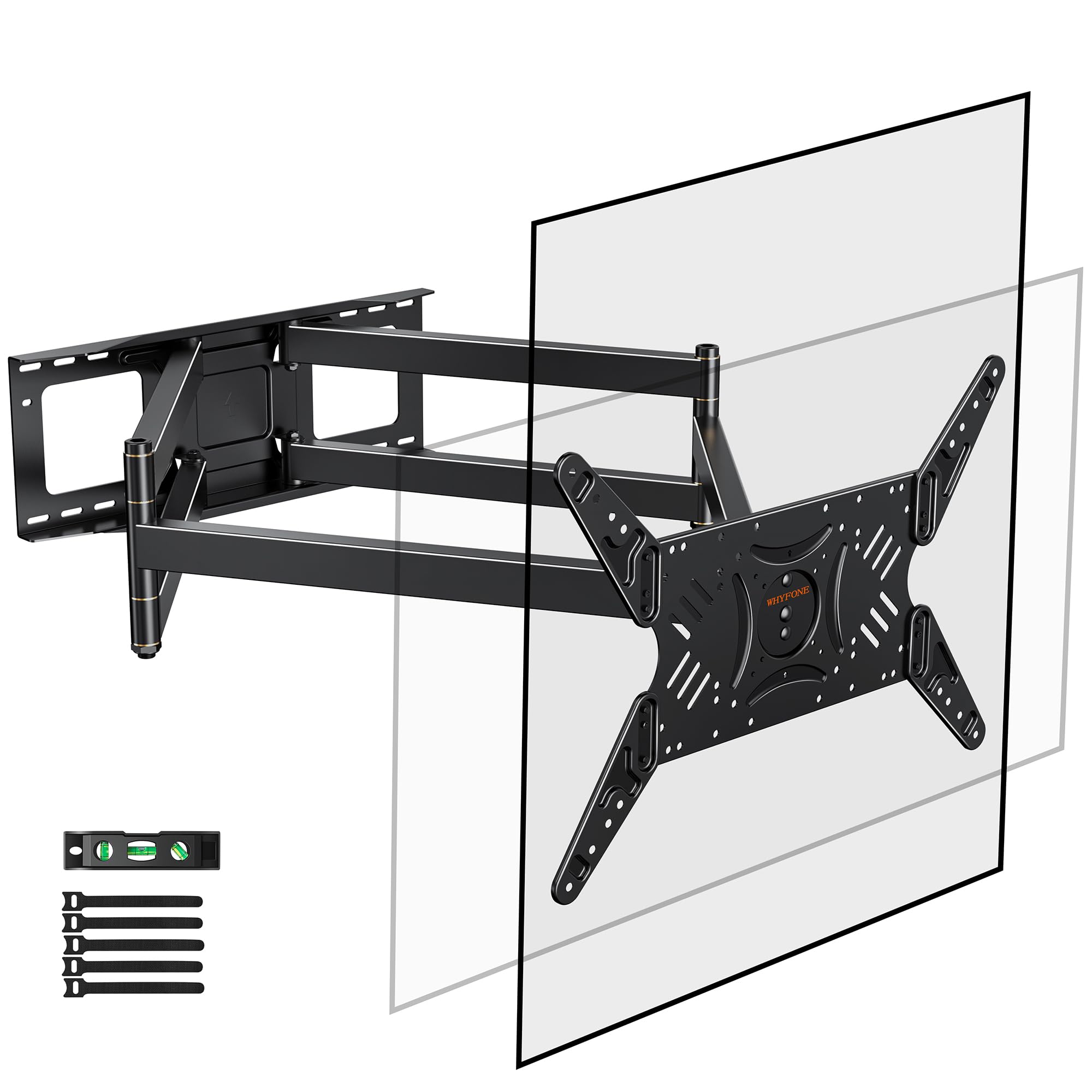 Rotating TV Wall Mount 180° Landscape to Vertical, Heavy Duty Long Arm TV Wall Mount Full Motion with 43 inch Dual Arms 42 to 77,80,85,86,90 inch up to 132 lbs, Max VESA600x400mm,16-24" Wall