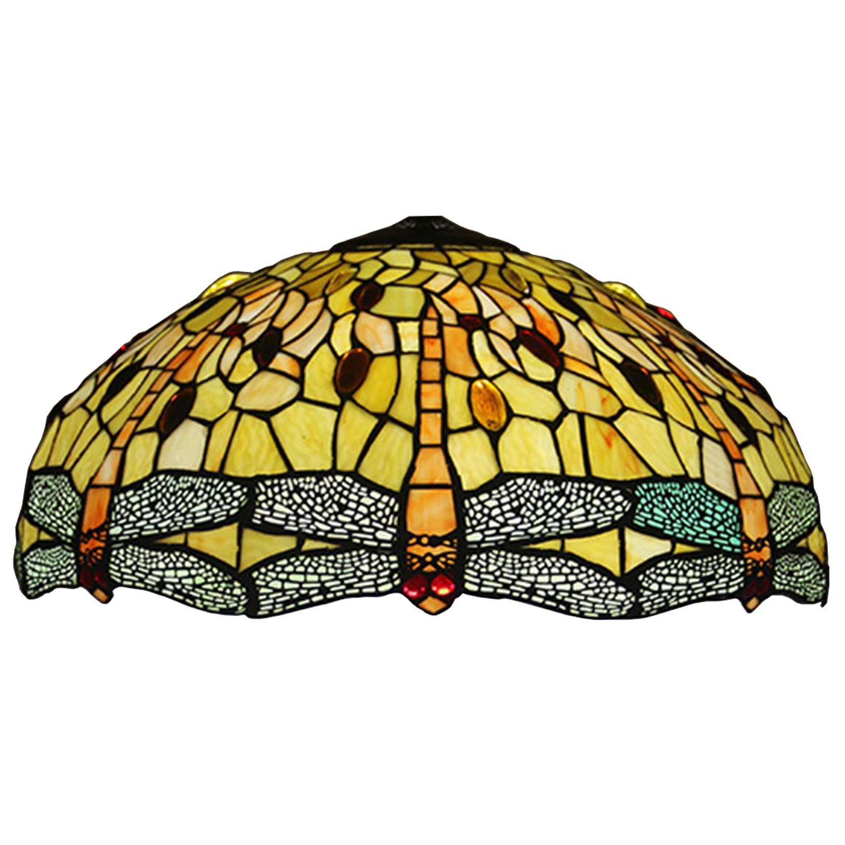 SaryEdge 22 Inch Yellow Dragonfly Lamp Shade Replacement Only, Tiffany Stained Glass Lamp Chimney, Vintage Handmade Light Cover Accessories for Table Lamp Pendant Light Floor Lamp Fixt，