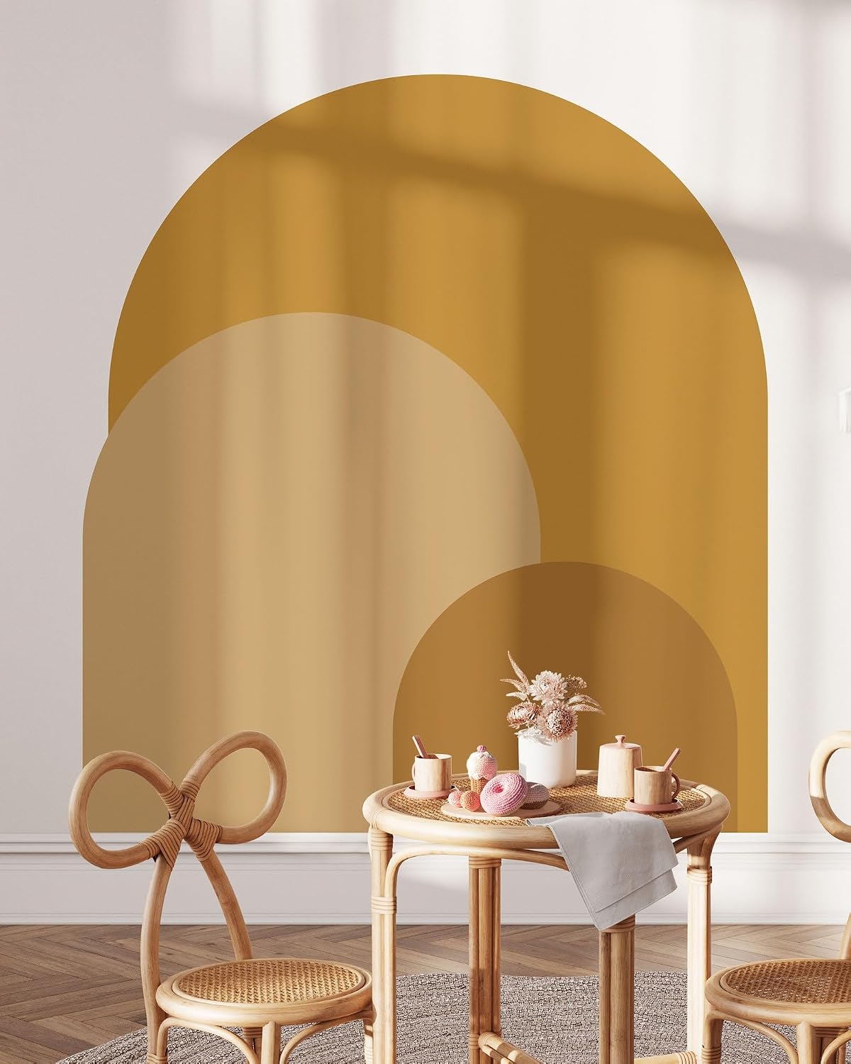 Mustard Modern Arch Wall Decal | Peel and Stick Arch Wall Sticker | Removable Self Adhesive Boho Mural | Headboard Sticker (72" W x 48" H)