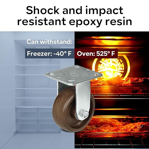 Miniatura 5 de Ruedas resistentes de 4 pulgadas, ruedas de alta temperatura, ruedas industriales con gran capacidad de 800 libras, rango de temperatura -40F a