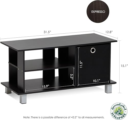 Miniatura 40 de Furinno - Soporte Brahms para TV de hasta 45 pulgadas con estantes y espacio de almacenamiento, color espresso / negro Espresso / negro,Roble