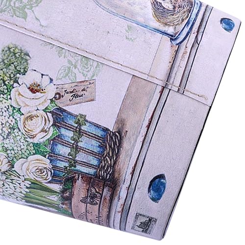 Miniatura 4 de Papelera de piel sintética de estilo británico, redondo, decorativo, sin tapa, para sala de estar, oficina en casa, plantas y mariposas