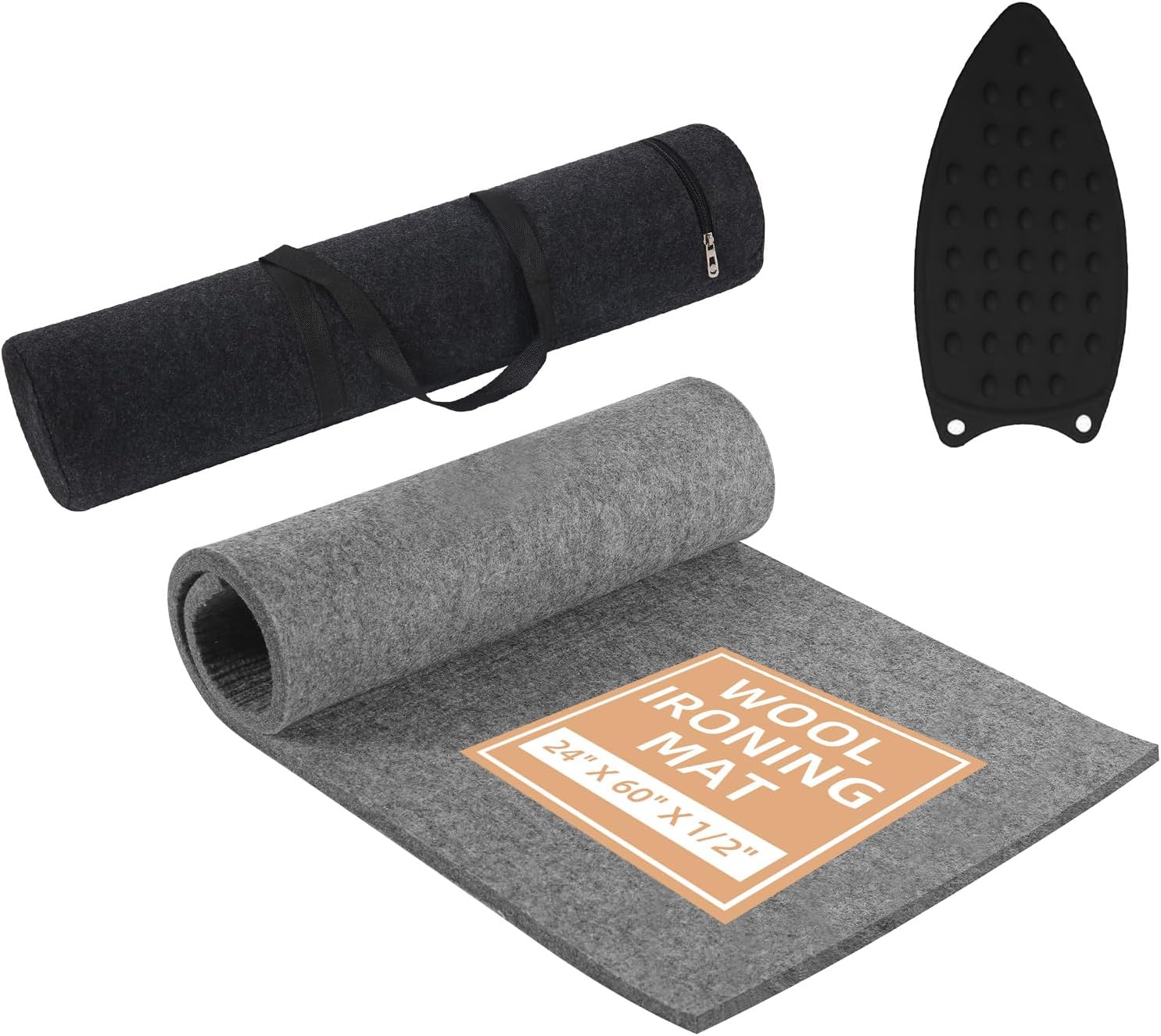 24" X 60" Wool Pressing Mat, 100% Felted Wool Ironing Mat Pad Wool Felted Iron Board Quilting Supplies and Notions, Ideal for Ironing, Quilting, Sewing