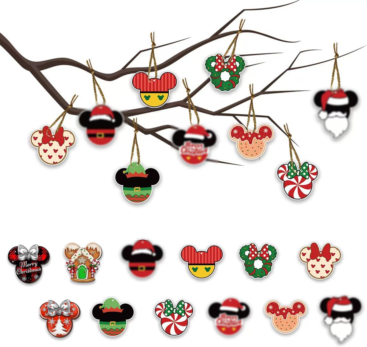 Christmas Tree Decorations, 24pcs Unique Wooden Christmas