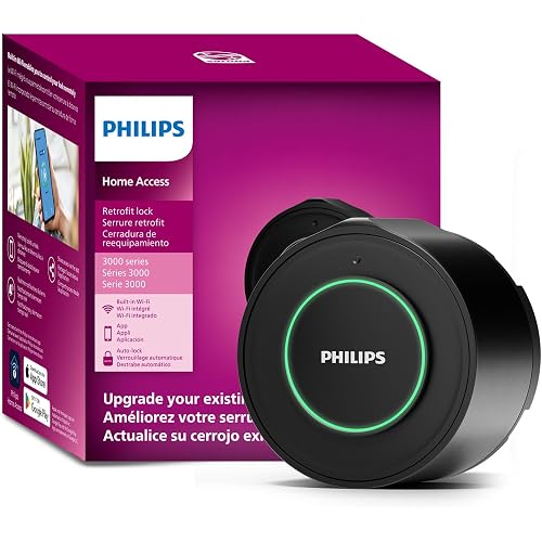 Philips WiFi Smart Retrofit Lock, Update Your Existing Deadbolt, Built-in WiFi, App Remote Control, Smart Deadbolt with Voice Control, Real-Time Notification, Auto Lock, Interior Knob, Matte Black