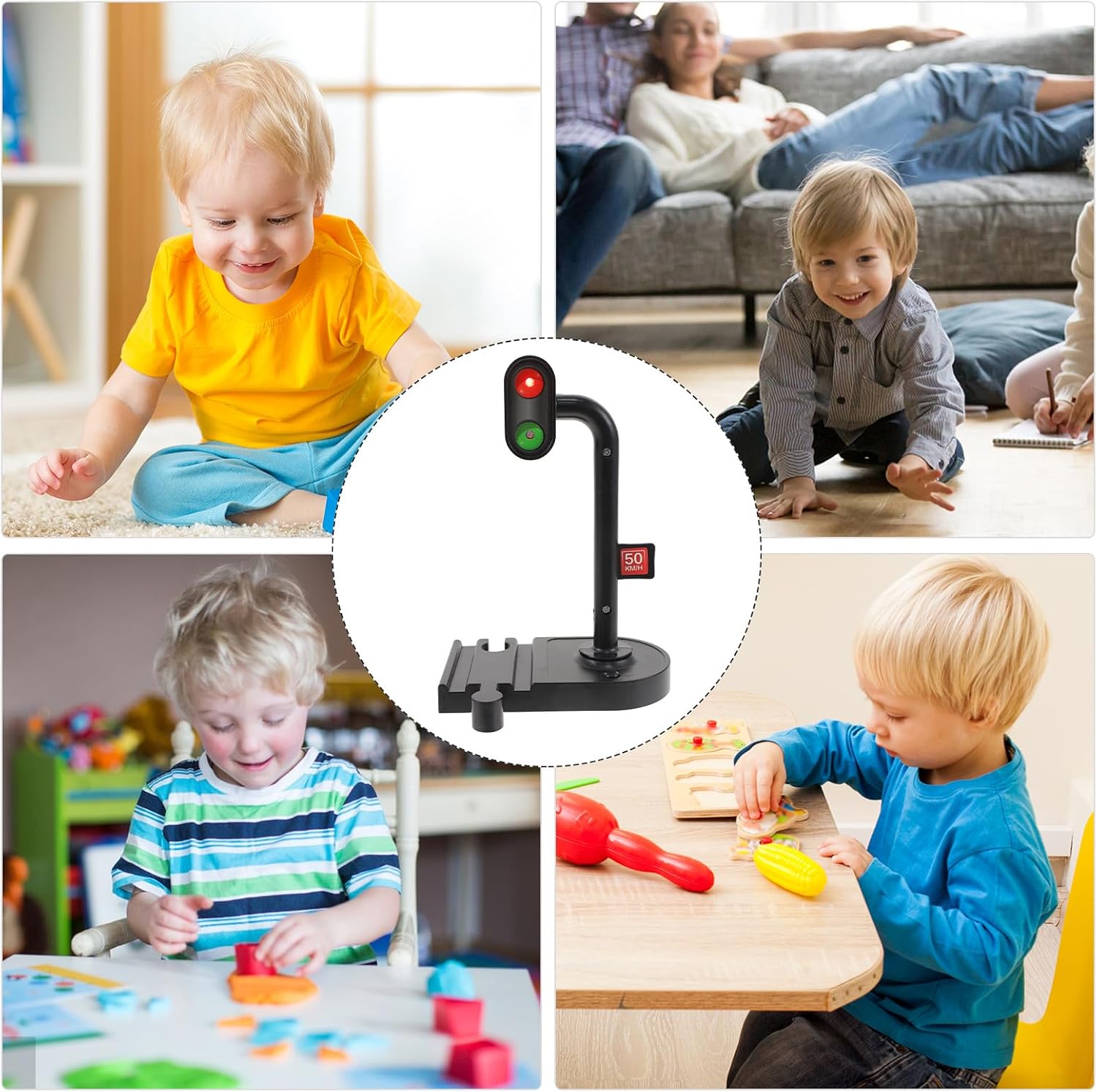 Train Traffic Light Toy, Educational Railway Signal Accessories for Kids, Light Up Roadblock Model for Traffic Education, Simulation Scene Prop for Model Train Set Layout