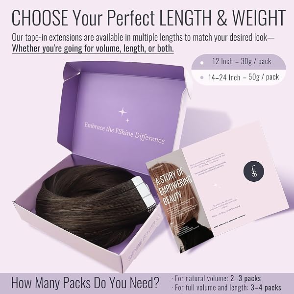 Fshine Extension Capelli Veri Biadesivo Marrone Scuro Extension Biadesive Capelli Veri Lisci 30 cm 50 g 20 pcs Tape Invisibili Biadesive Remy Adesive Umani Festa Colore 2 - 5