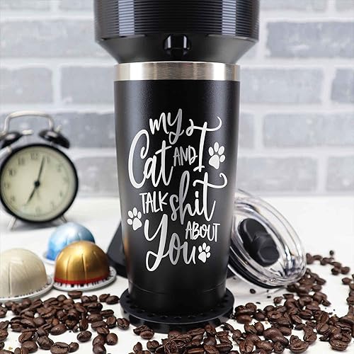 Miniatura 2 de MugHeads Vaso My Cat and I Talk Sh t About You  Regalos para amantes de los gatos para mujeres  Taza divertida para gatos  Taza aislada al vacío de