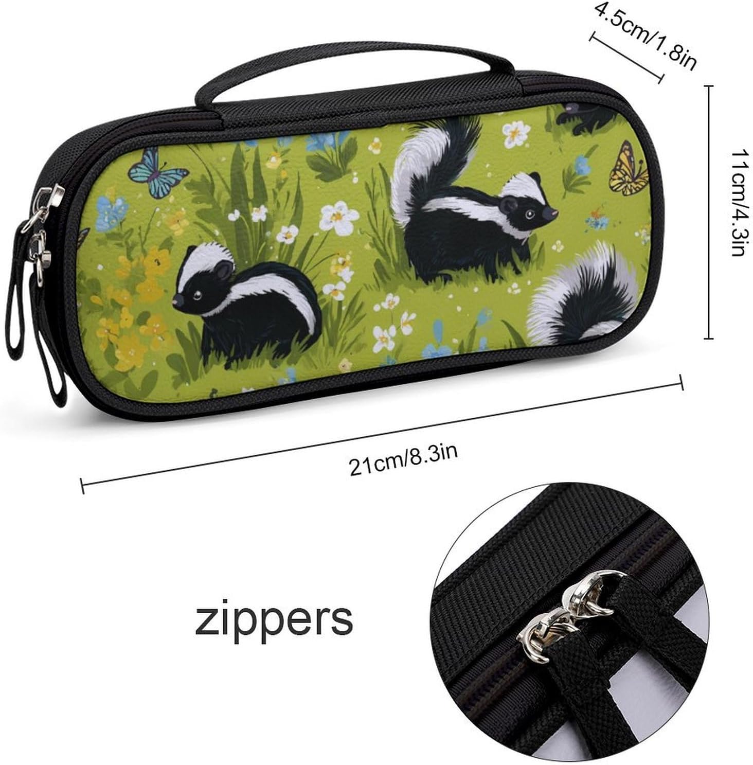 Skunks Flowers Travel Makeup Bag Tote Cosmetic Organizer Handbag image 2